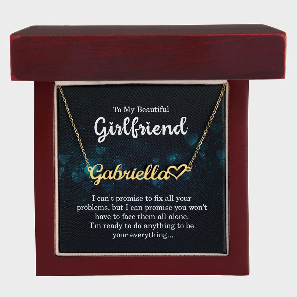 TO MY BEAUTIFUL GIRLFRIEND, NAME NECKLACE WITH HEART CHARACTER, WITH MESSAGE CARD, BIRTHDAY GIFT FOR HER, NECKLACE PENDANT FOR GIRLFRIEND FROM BOYFRIEND