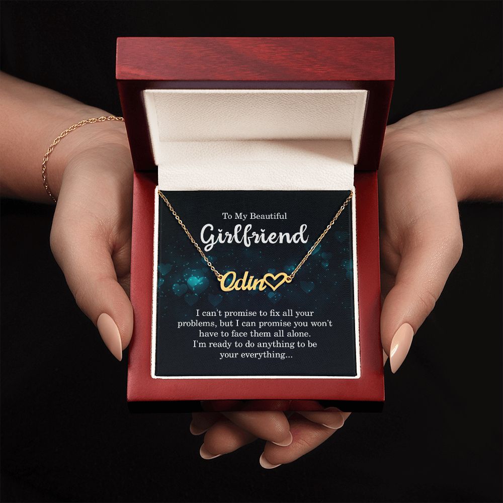 TO MY BEAUTIFUL GIRLFRIEND, NAME NECKLACE WITH HEART CHARACTER, WITH MESSAGE CARD, BIRTHDAY GIFT FOR HER, NECKLACE PENDANT FOR GIRLFRIEND FROM BOYFRIEND