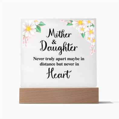 MOM AND DAUGHTER, ACRYLIC PLAQUE WITH WOODEN LED BASE, MOTHERS DAY GIFT, DAUGHTER GIFT FROM MOM, MOTHER AND DAUGHTERS DAY GIFT, BIRTHDAY GIFT