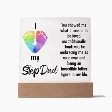 ACRYLIC PLAQUE WITH WOODEN LED BASE, GIFT FOR DAD, FATHERS DAY GIFT, DESK DECOR, DAD GIFT FROM DAUGHTER/SON
