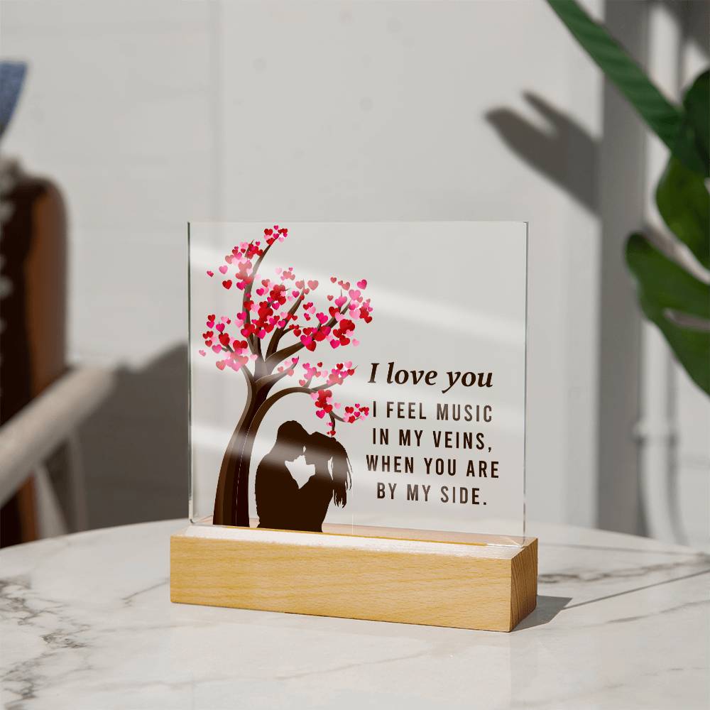 Couple  Acrylic Square Plaque with LED Base or Wooden Base, Valentines Gift for Her and Him, Gift For Couples, Anniversary Gift, Gift For Husband, Birthday Gift