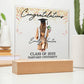 PERSONALIZED ACRYLIC PLAQUE FOR CLASS OF 2023 GRADUATE, PERSONALIZED GIFT FOR HER, ACRYLIC PLAQUE WITH WOODEN LED BASE, GRADUATION DESK DECOR, HARVARD UNIVERSITY COLLEGE GIFT FOR FRIEND