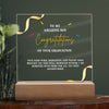 CONGRATULATION ON YOUR GRADUATION, ACRYLIC PLAQUE WITH WOODEN LED BASE, GRADUATION GIFT FOR SON, GRADUATION DESK DECOR, GIFT FOR GRADUATION