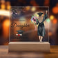 CONGRATULATION ON YOUR GRADUATION, ACRYLIC SQUARE PLAQUE, GRADUATION GIFT FOR DAUGHTER, ACRYLIC PLAQUE WITH WOODEN LED BASE, GRADUATION DESK DECOR