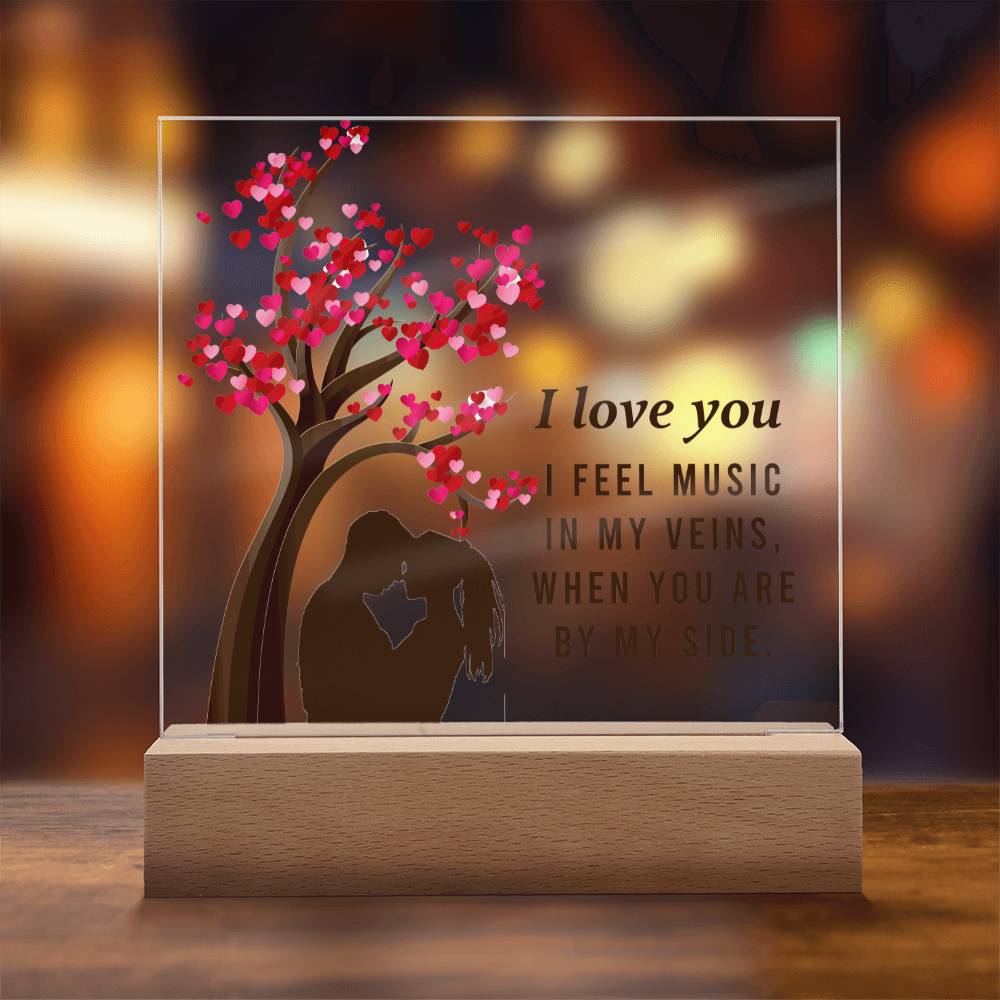 Couple  Acrylic Square Plaque with LED Base or Wooden Base, Valentines Gift for Her and Him, Gift For Couples, Anniversary Gift, Gift For Husband, Birthday Gift