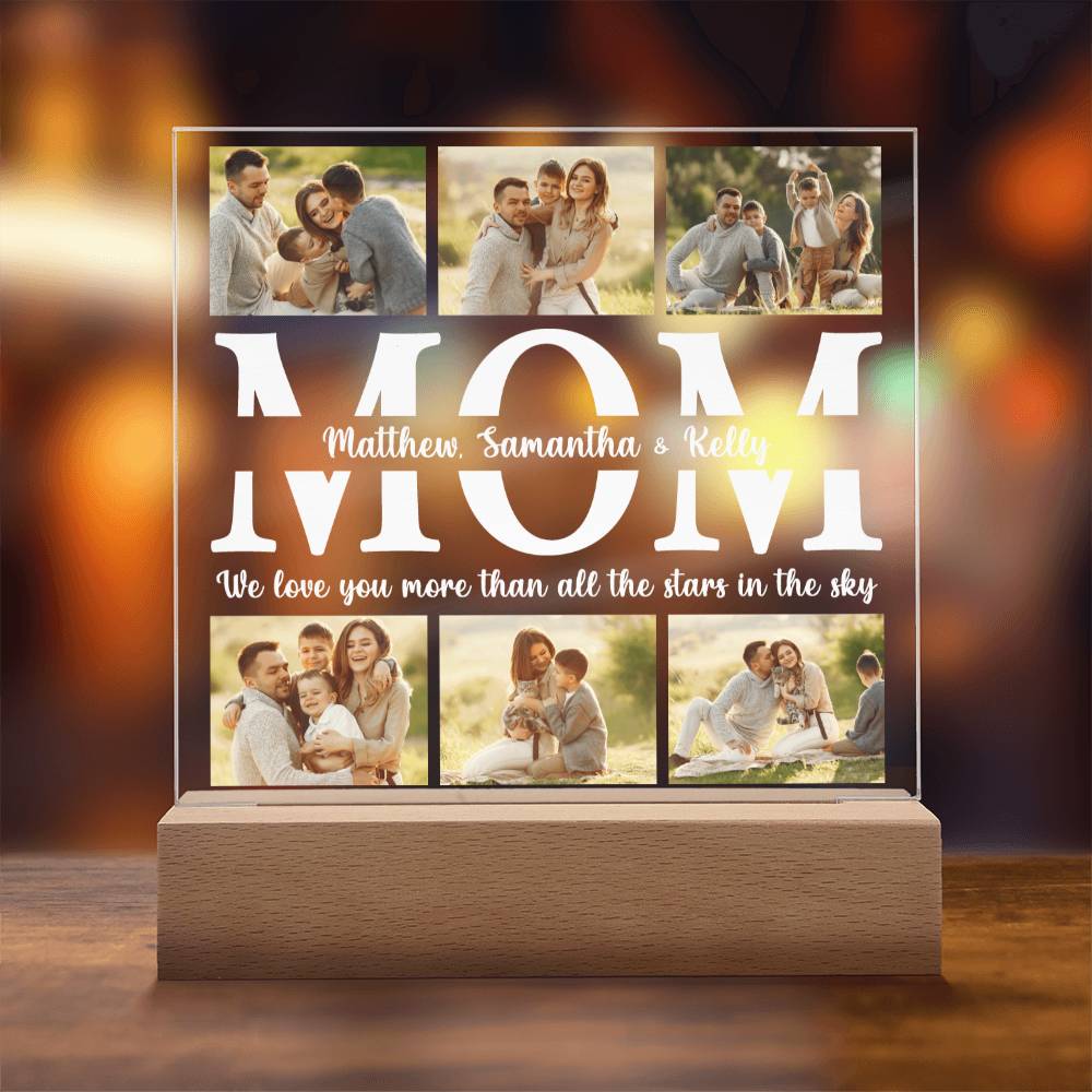 Personalized Acrylic Photo Plaque, Mother's Day Gift, Custom Light for Mom, Mother's Day LED Night Light, Gifts for Mom, Family, Birthday