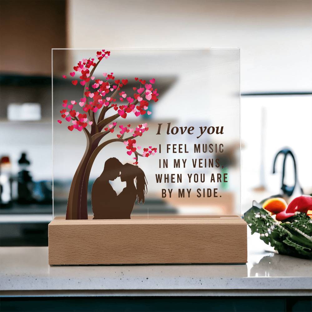 Couple  Acrylic Square Plaque with LED Base or Wooden Base, Valentines Gift for Her and Him, Gift For Couples, Anniversary Gift, Gift For Husband, Birthday Gift