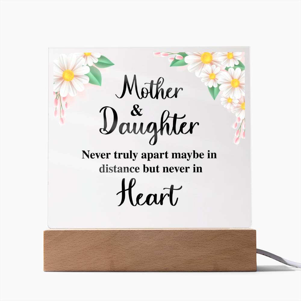 MOM AND DAUGHTER, ACRYLIC PLAQUE WITH WOODEN LED BASE, MOTHERS DAY GIFT, DAUGHTER GIFT FROM MOM, MOTHER AND DAUGHTERS DAY GIFT, BIRTHDAY GIFT