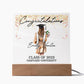 PERSONALIZED ACRYLIC PLAQUE FOR CLASS OF 2023 GRADUATE, PERSONALIZED GIFT FOR HER, ACRYLIC PLAQUE WITH WOODEN LED BASE, GRADUATION DESK DECOR, HARVARD UNIVERSITY COLLEGE GIFT FOR FRIEND