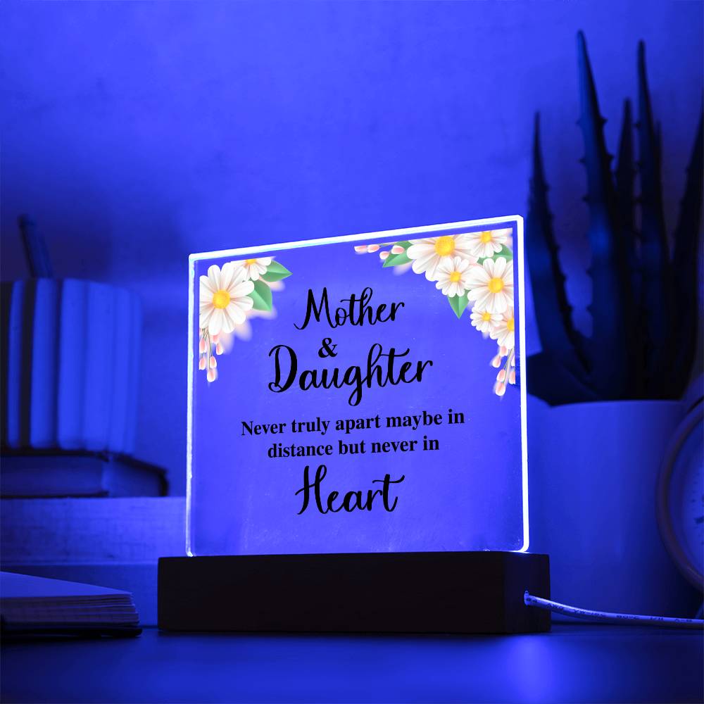 MOM AND DAUGHTER, ACRYLIC PLAQUE WITH WOODEN LED BASE, MOTHERS DAY GIFT, DAUGHTER GIFT FROM MOM, MOTHER AND DAUGHTERS DAY GIFT, BIRTHDAY GIFT