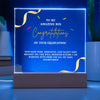 CONGRATULATION ON YOUR GRADUATION, ACRYLIC PLAQUE WITH WOODEN LED BASE, GRADUATION GIFT FOR SON, GRADUATION DESK DECOR, GIFT FOR GRADUATION