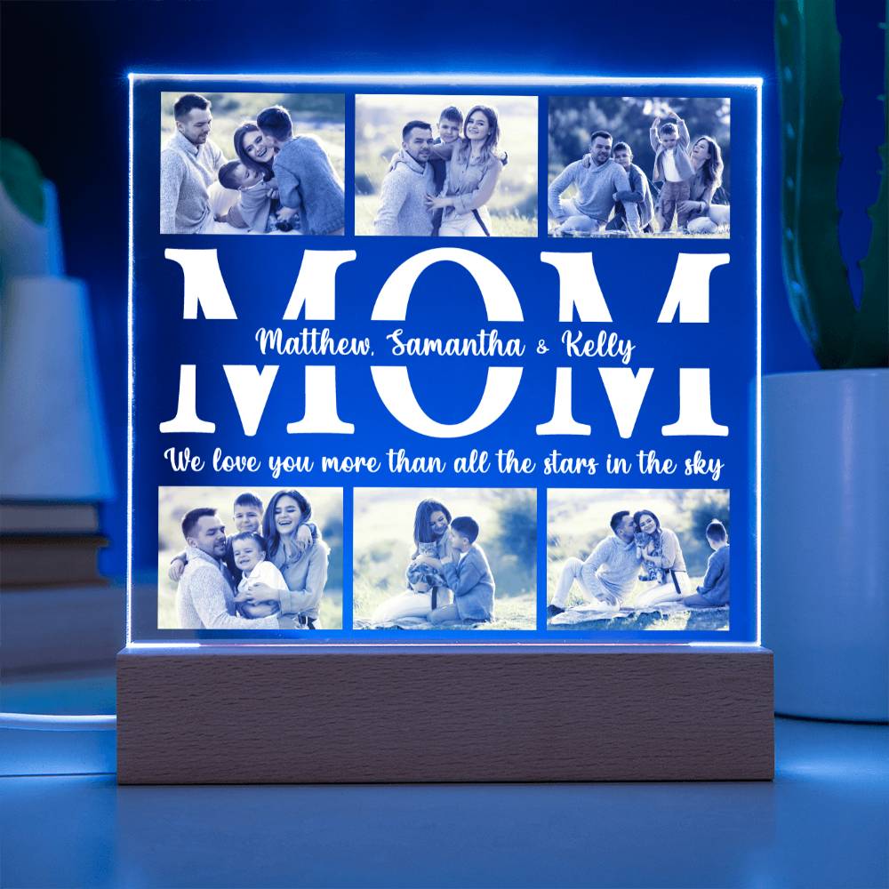 Personalized Acrylic Photo Plaque, Mother's Day Gift, Custom Light for Mom, Mother's Day LED Night Light, Gifts for Mom, Family, Birthday