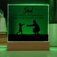 ACRYLIC PLAQUE WITH WOODEN LED BASE, FATHERS DAY GIFT, GIFT FOR DAD, UNIQUE GIFT FOR DAD, DESK DECOR, DAD GIFT FROM DAUGHTER/SON