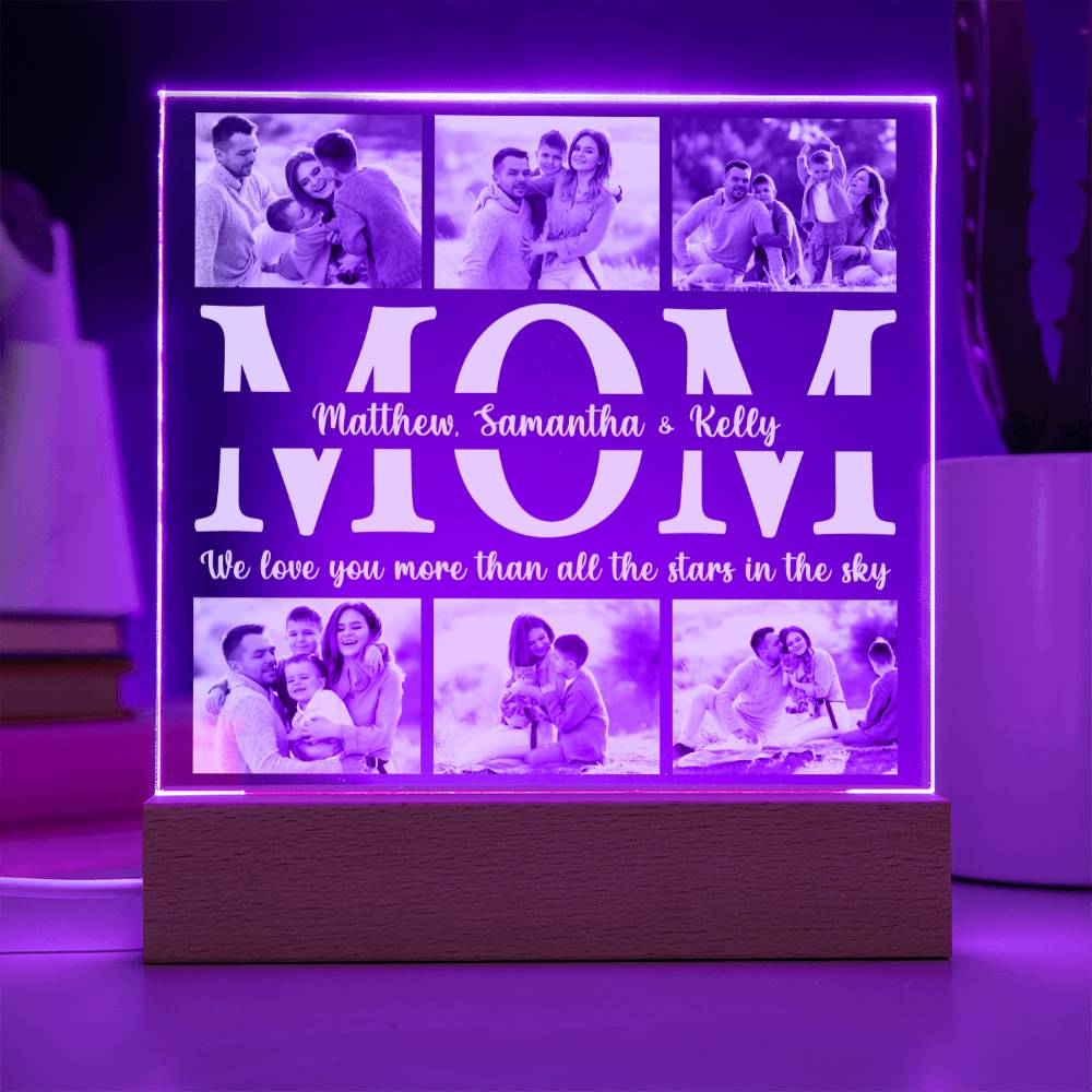 Personalized Acrylic Photo Plaque, Mother's Day Gift, Custom Light for Mom, Mother's Day LED Night Light, Gifts for Mom, Family, Birthday