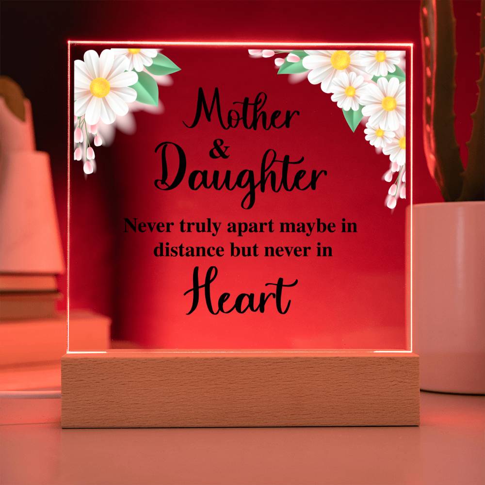 MOM AND DAUGHTER, ACRYLIC PLAQUE WITH WOODEN LED BASE, MOTHERS DAY GIFT, DAUGHTER GIFT FROM MOM, MOTHER AND DAUGHTERS DAY GIFT, BIRTHDAY GIFT