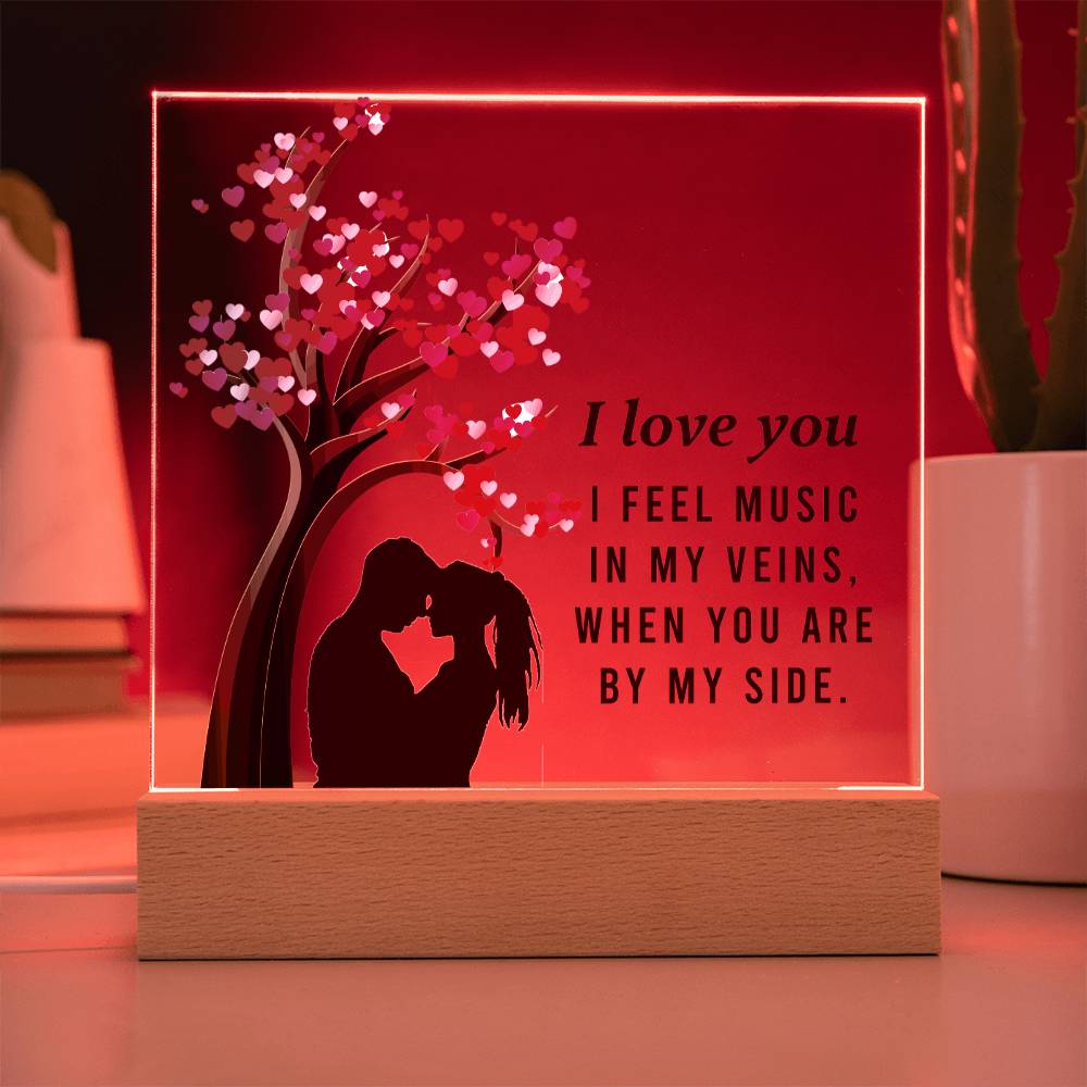 Couple  Acrylic Square Plaque with LED Base or Wooden Base, Valentines Gift for Her and Him, Gift For Couples, Anniversary Gift, Gift For Husband, Birthday Gift