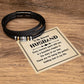 TO MY BELOVED HUSBAND, LOVE YOU FOREVER MEN'S BRACELET FOR HUSBAND, BIRTHDAY/ANNIVERSARY GIFT FOR HIM, BRACELET WITH ENGRAVED MESSAGE AND MESSAGE CARD FOR YOUR HUSBAND