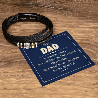 YOU ARE MY ROCK, MY CONFIDANT AND BIGGEST CHEERLEADER, LOVE YOU FOREVER MEN'S BRACELET FOR DAD, FATHER'S DAY/ BIRTHDAY GIFT FOR HIM, BRACELET WITH MESSAGE CARD FOR YOUR FATHER