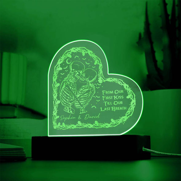 Couple heart shaped engraved acrylic plaque