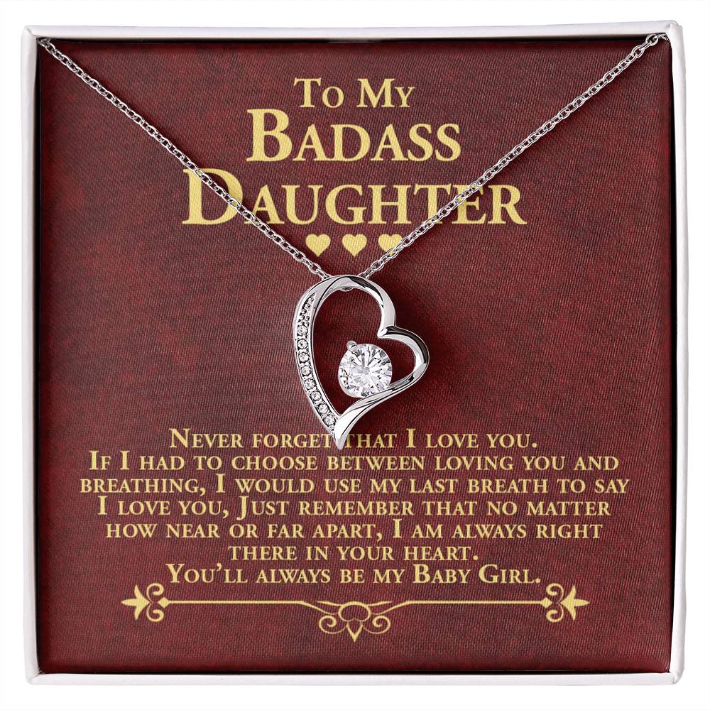 To My Daughter Necklace With Message Card, Forever Love Necklace, Heart Pendant , Birthday Gift For Her, From Mom And Dad