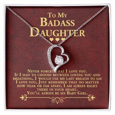 To My Daughter Necklace With Message Card, Forever Love Necklace, Heart Pendant , Birthday Gift For Her, From Mom And Dad