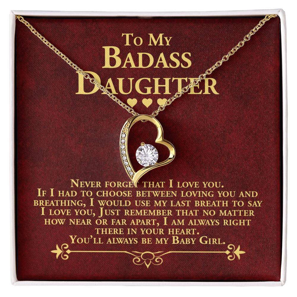 To My Daughter Necklace With Message Card, Forever Love Necklace, Heart Pendant , Birthday Gift For Her, From Mom And Dad