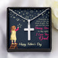 I LOVE YOU DAD, ARTISAN-CRAFTED STAINLESS STEEL CROSS NECKLACE, FATHER'S DAY GIFT, UNIQUE GIFT WITH MESSAGE CARD
