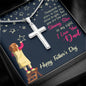 I LOVE YOU DAD, ARTISAN-CRAFTED STAINLESS STEEL CROSS NECKLACE, FATHER'S DAY GIFT, UNIQUE GIFT WITH MESSAGE CARD