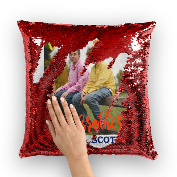 Siblings Pillow Sequin Cushion Cover