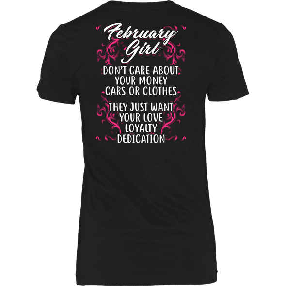 Limited Edition ***February Girl Don't Care About Money Back Print*** Shirts & Hoodies