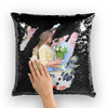 Couple Sequin Pillow Cushion Cover