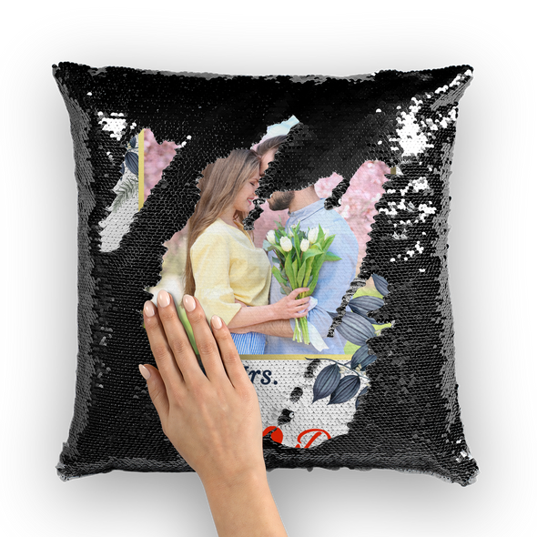 Couple Sequin Pillow Cushion Cover