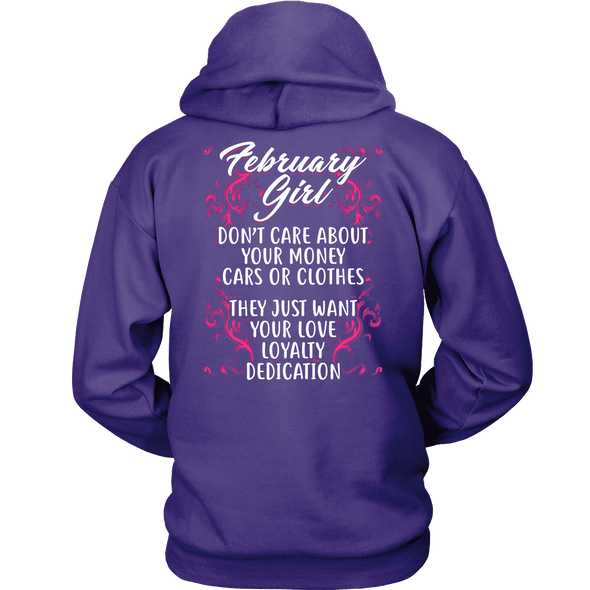 Limited Edition ***February Girl Don't Care About Money Back Print*** Shirts & Hoodies