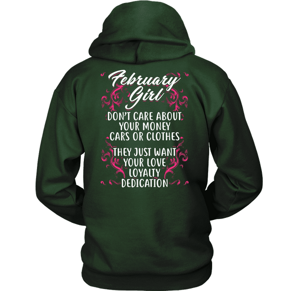 Limited Edition ***February Girl Don't Care About Money Back Print*** Shirts & Hoodies