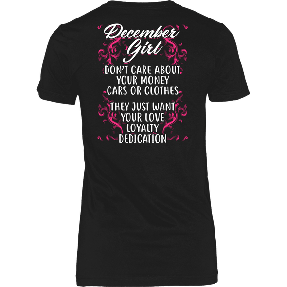 Limited Edition ***December Girl Don't Care About Money Back Print*** Shirts & Hoodies