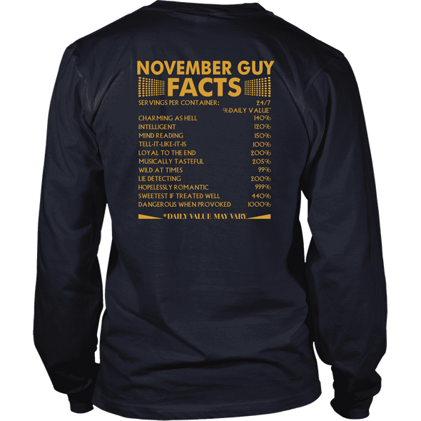 Limited Edition ***November Guy Facts Back Prints *** Shirts & Hoodies