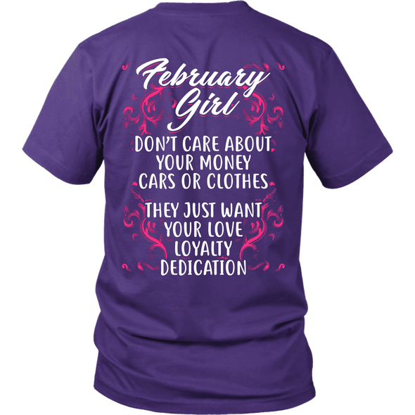 Limited Edition ***February Girl Don't Care About Money Back Print*** Shirts & Hoodies