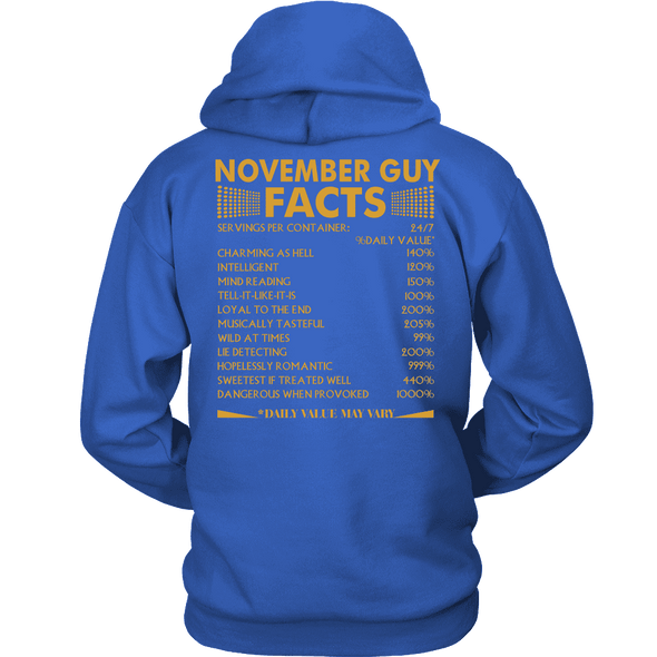 Limited Edition ***November Guy Facts Back Prints *** Shirts & Hoodies
