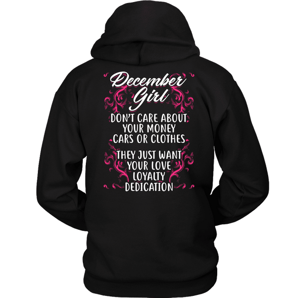 Limited Edition ***December Girl Don't Care About Money Back Print*** Shirts & Hoodies