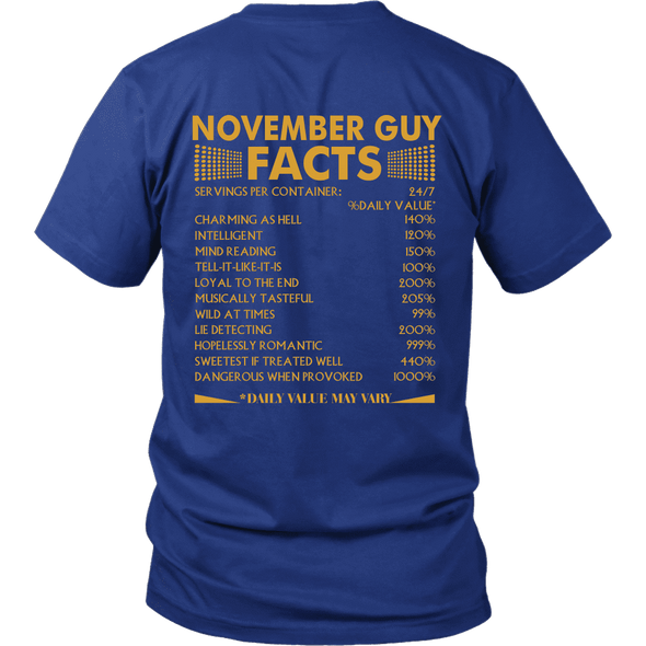 Limited Edition ***November Guy Facts Back Prints *** Shirts & Hoodies