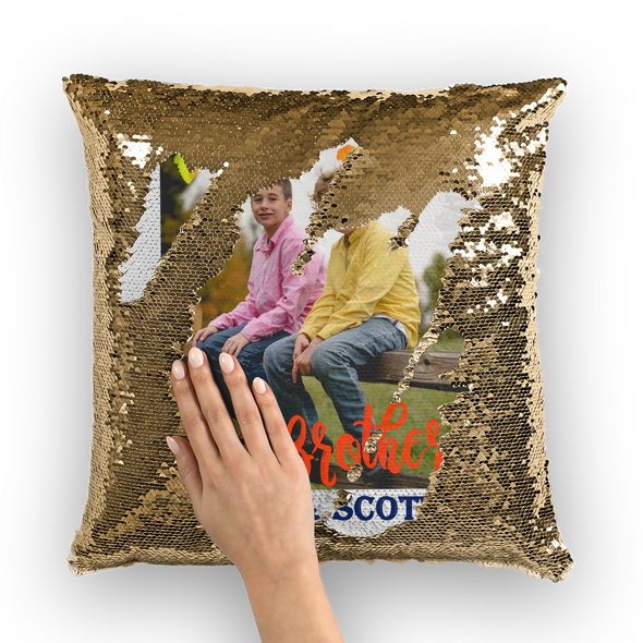 Siblings Pillow Sequin Cushion Cover