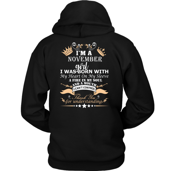 November Born Girl Back Printed ***Limited Edition*** Teelaunch