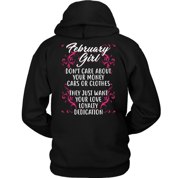 Limited Edition ***February Girl Don't Care About Money Back Print*** Shirts & Hoodies