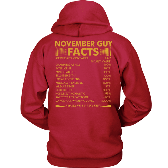 Limited Edition ***November Guy Facts Back Prints *** Shirts & Hoodies