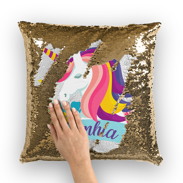 Personalized Custom Unicorn Pillow Sequin