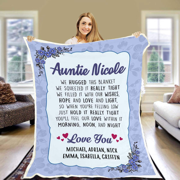 Customized Grandparents Blanket with Grand Kids Names/Grandpa/Grandma/Papa/Auntie