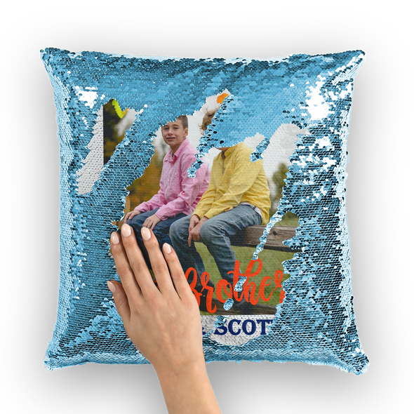 Siblings Pillow Sequin Cushion Cover
