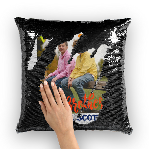 Siblings Pillow Sequin Cushion Cover