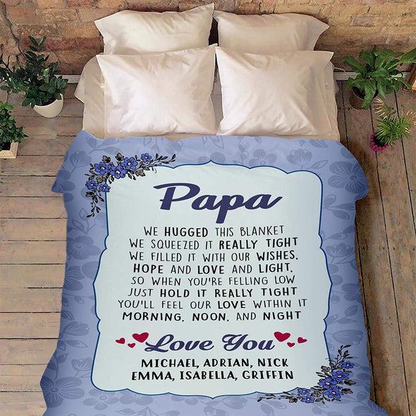 Customized Grandparents Blanket with Grand Kids Names/Grandpa/Grandma/Papa/Auntie