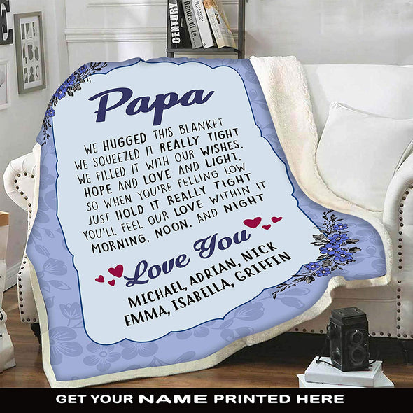Customized Grandparents Blanket with Grand Kids Names/Grandpa/Grandma/Papa/Auntie
